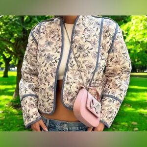 Floral Reversible Quilted Cotton Jacket: Oversized Boho Bomber